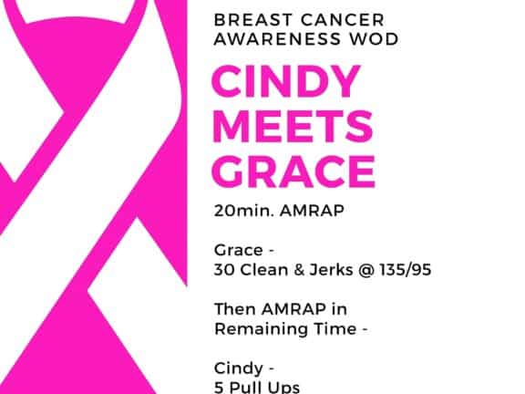 Friday 10/30/20 Breast Cancer Awareness Wod – Cindy meets Grace 20min. AMRAP Grace -…