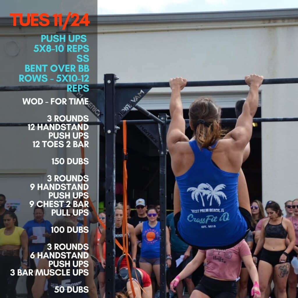 Tues. 11/24/20 Push Ups – 5×8-10 Reps SS Bent Over BB Rows – 5×10-12…