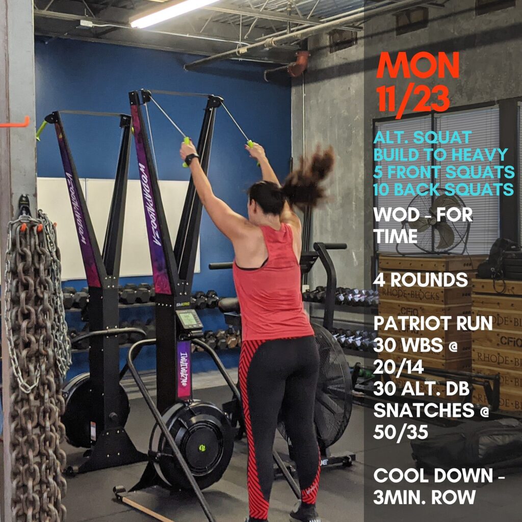 Mon. 11/23/20 Alt. Squats – Build To Heavy 5 Front Squats 10 Back Squats…
