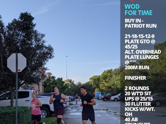 Thurs. 12/03/20 Wod – For Time Buy In – Patriot Run 21-18-15-12-9 Plate GTO…
