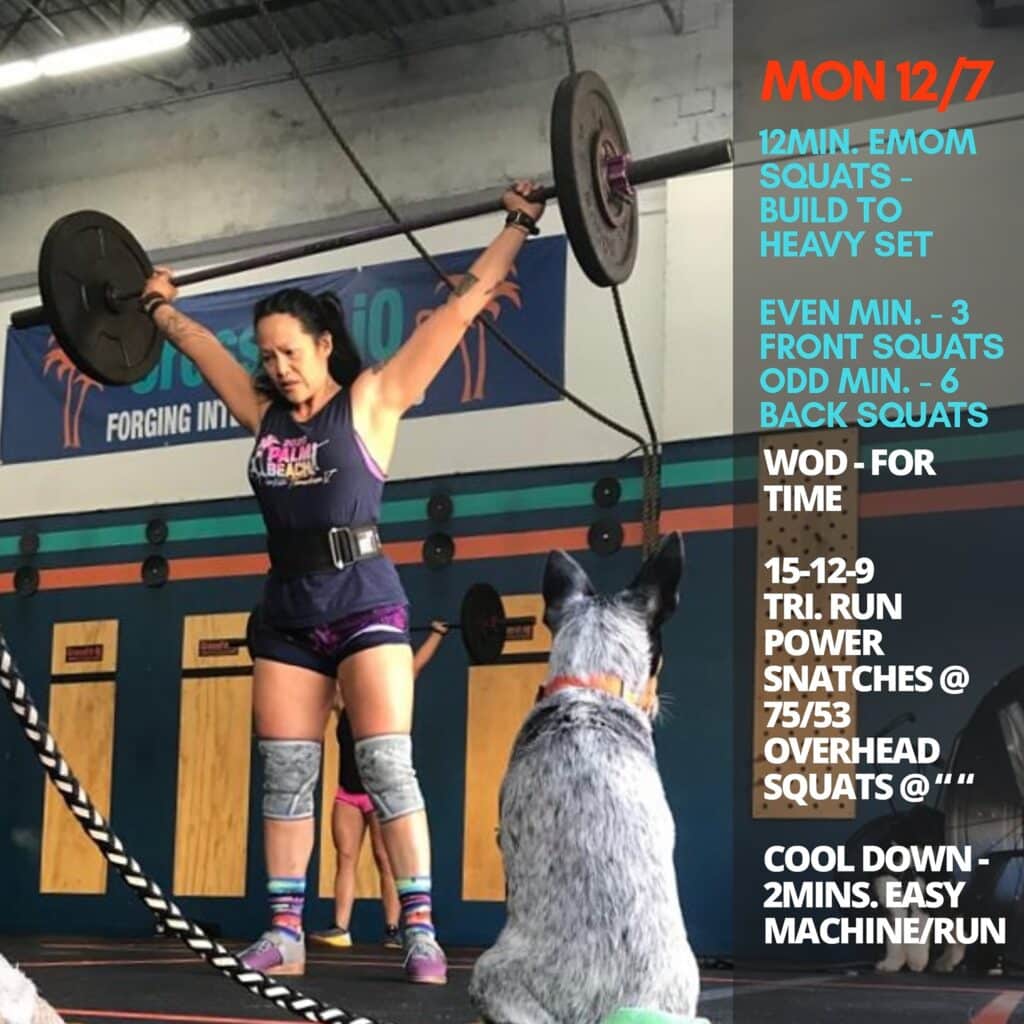 Mon. 12/07/20 12min. EMOM Squats – Build To Heavy Set Even Min. – 3…