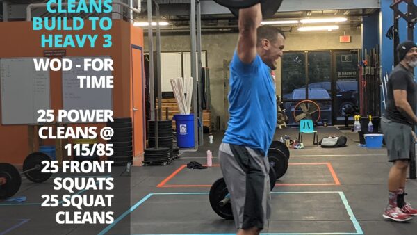 Mon. 12/28/20 Power Cleans – Build To Heavy 3 Wod – For Time 25…